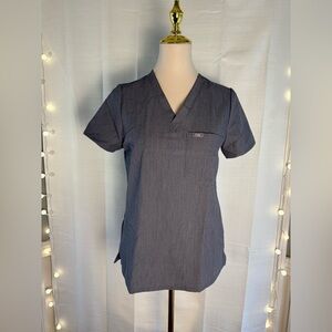 Figs Gray Fitted Short Sleeve Tee